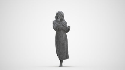 realistic 3D woman casual bathroom, scanned archviz people for Blender and 3ds Max, three-quarter front view render