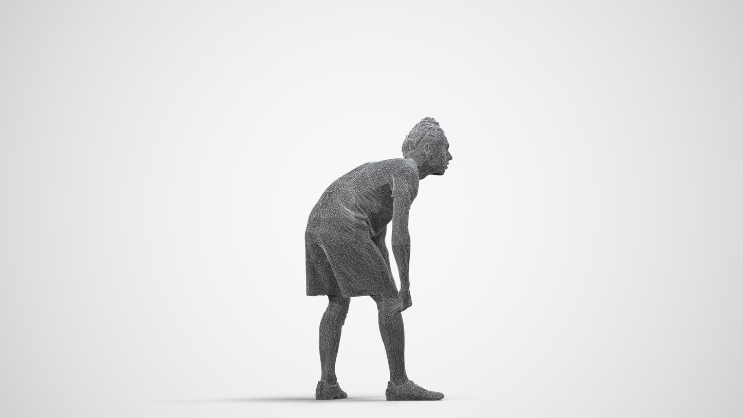 realistic 3D man sport, scanned archviz people for Blender and 3ds Max, wireframe side view