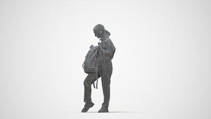 realistic 3D human girl kids, archviz people FBX OBJ for Blender, wireframe back view