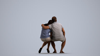 3D human model woman casual couple, photogrammetry scanned person for archviz, front view render