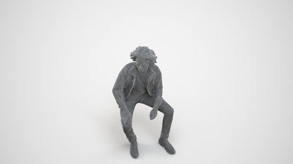 scanned 3D man casual sitting, photogrammetry people for Enscape and V-Ray, wireframe three-quarter view