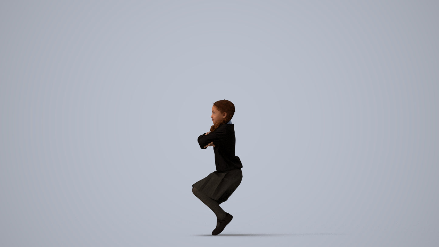 scanned 3D girl kids, photogrammetry people for Enscape and V-Ray, three-quarter view render
