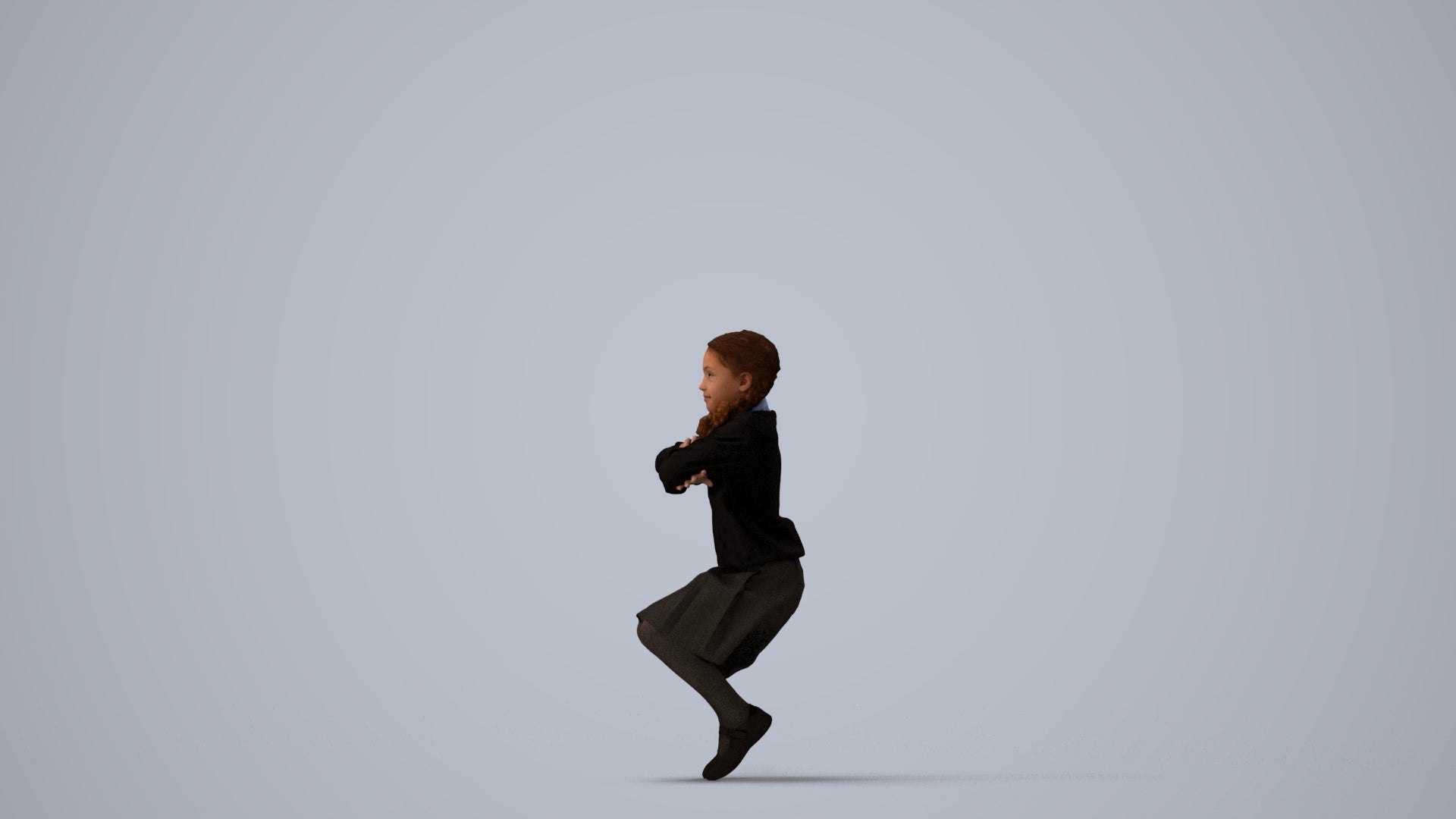 scanned 3D girl kids, photogrammetry people for Enscape and V-Ray, three-quarter view render