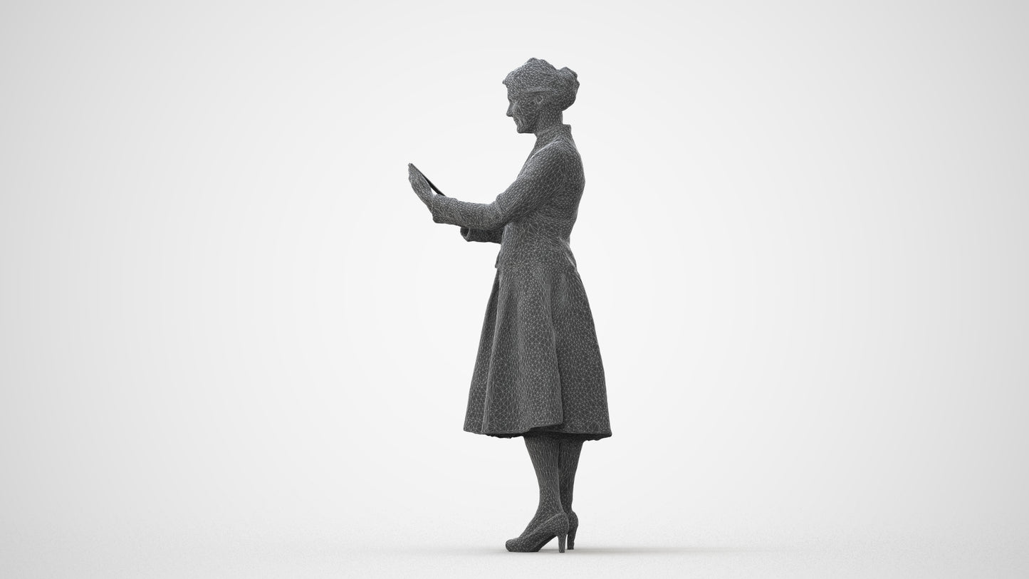 3D people model senior woman business standing, scanned human for 3ds Max rendering, square thumbnail
