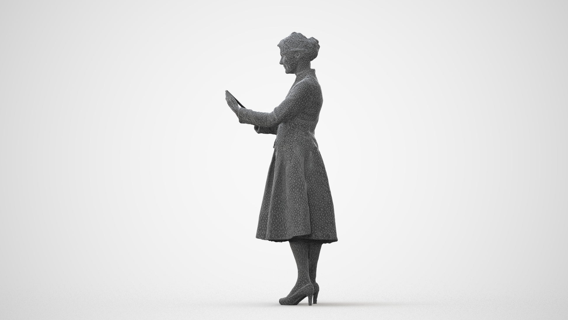 3D people model senior woman business standing, scanned human for 3ds Max rendering, square thumbnail