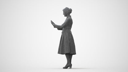 3D people model senior woman business standing, scanned human for 3ds Max rendering, square thumbnail