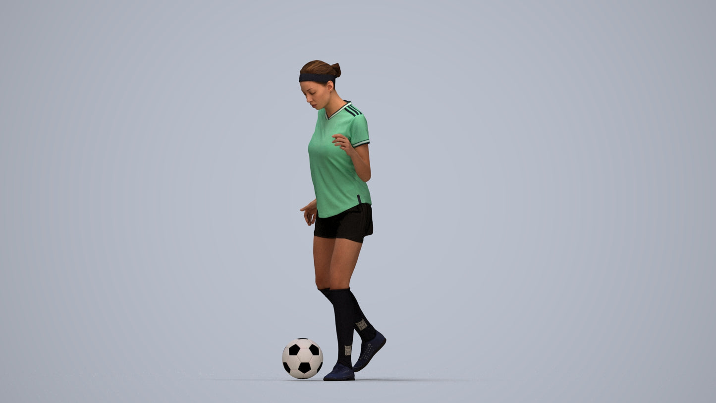 realistic 3D woman sport, scanned archviz people for Blender and 3ds Max, top-down view render