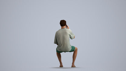 scanned 3D man casual sitting, photogrammetry people for Enscape and V-Ray, front view render