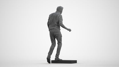 realistic 3D human man casual standing, archviz people FBX OBJ for Blender, wireframe front view