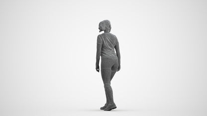 scanned 3D woman sport, photogrammetry people for Enscape and V-Ray, wireframe front view