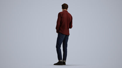 realistic 3D people man casual standing, render-ready for V-Ray and Corona, FBX OBJ, front view render