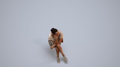 scanned 3D woman casual sitting, photogrammetry people for Enscape and V-Ray, back view render