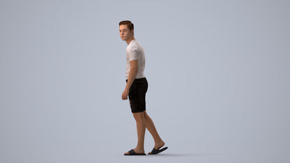 scanned 3D boy casual kids, photogrammetry people for Enscape and V-Ray, three-quarter view render