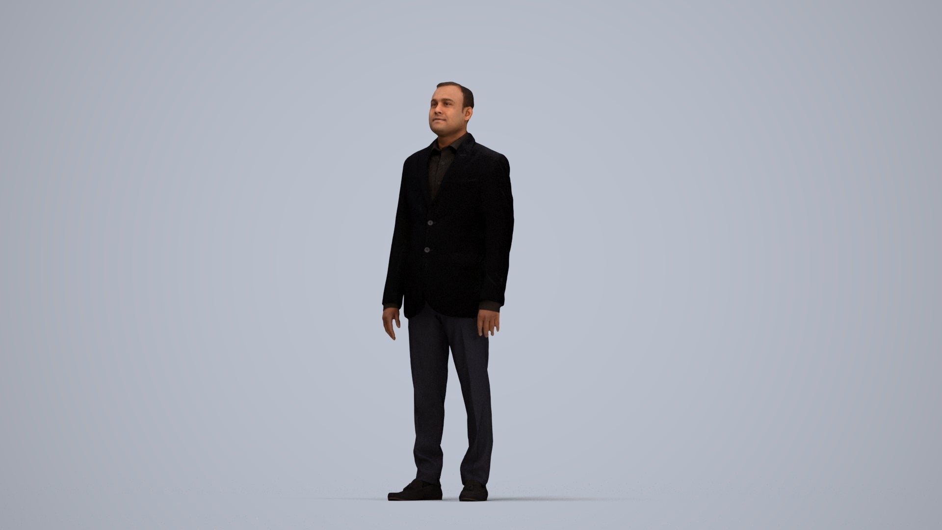 scanned 3D man formal standing, photogrammetry people for Enscape and V-Ray, top-down view render