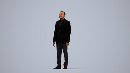 scanned 3D man formal standing, photogrammetry people for Enscape and V-Ray, top-down view render