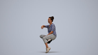 3D scanned woman sitting casual, photorealistic archviz people for Enscape and SketchUp, standing pose render