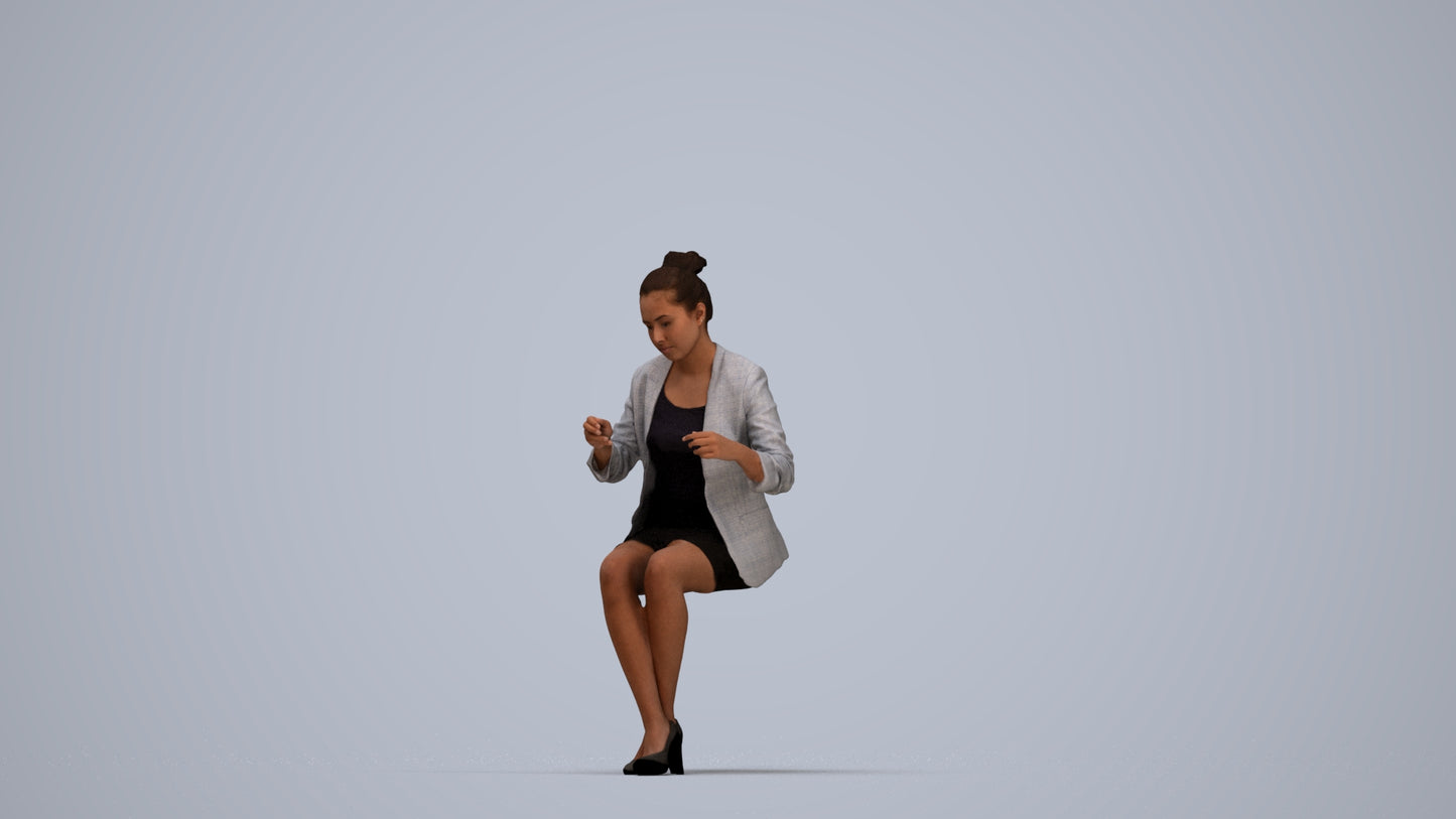 3D scanned woman business, photorealistic archviz people for Enscape and SketchUp, top-down view render