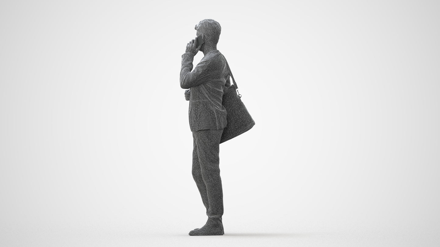 3D scanned man standing business, photorealistic archviz people for Enscape and SketchUp, square thumbnail