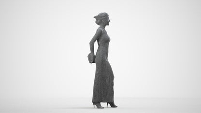 scanned 3D woman formal formalaffairs, photogrammetry people for Enscape and V-Ray, wireframe side view