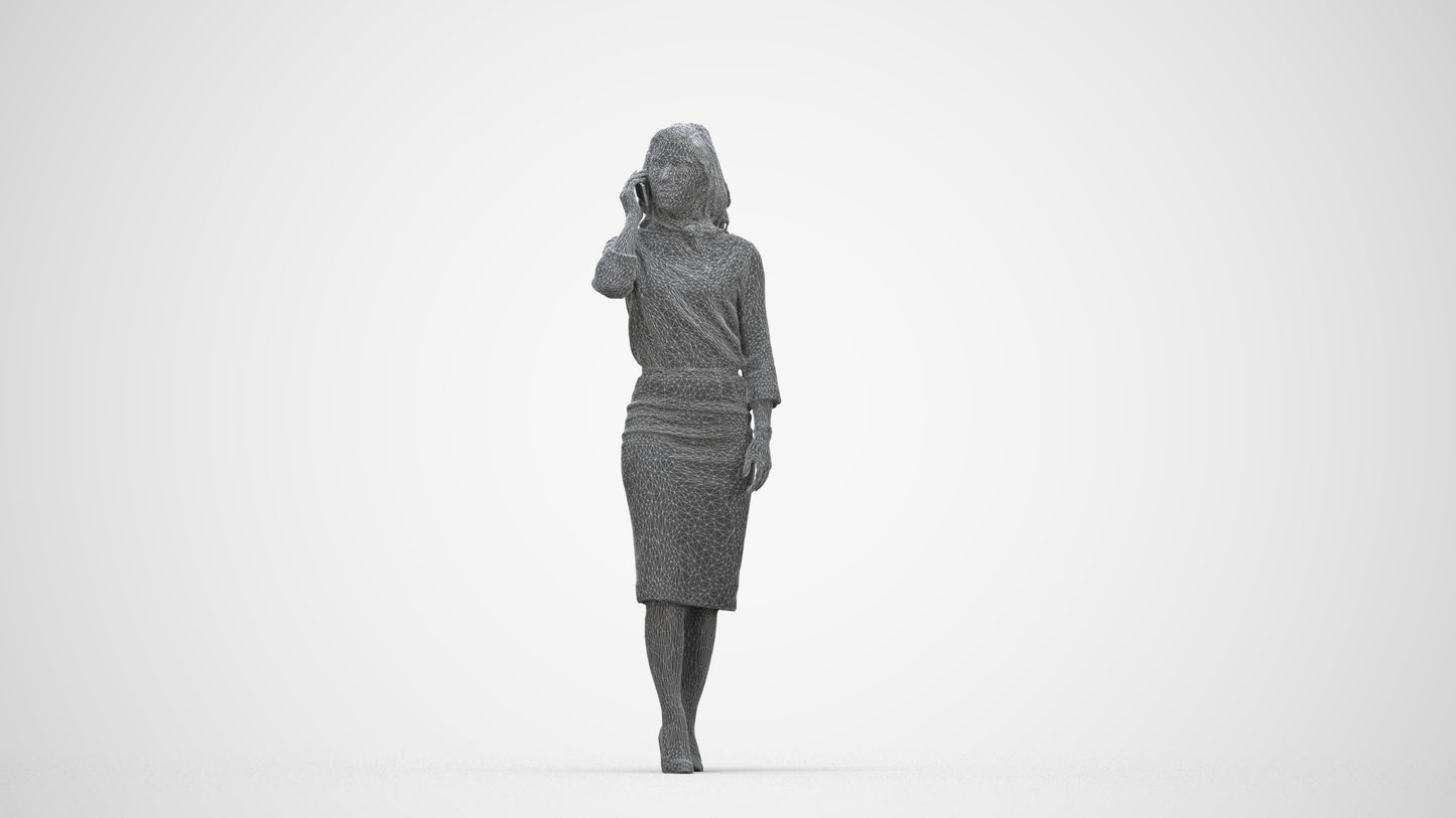 realistic 3D people woman business walking, render-ready for V-Ray and Corona, FBX OBJ, wireframe back view