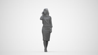realistic 3D people woman business walking, render-ready for V-Ray and Corona, FBX OBJ, wireframe back view