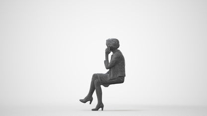 photogrammetry 3D woman business sitting, realistic human model archviz FBX, square thumbnail