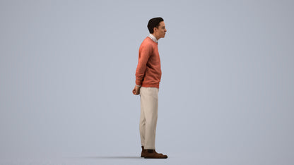 realistic 3D man casual business, scanned archviz people for Blender and 3ds Max, side view render