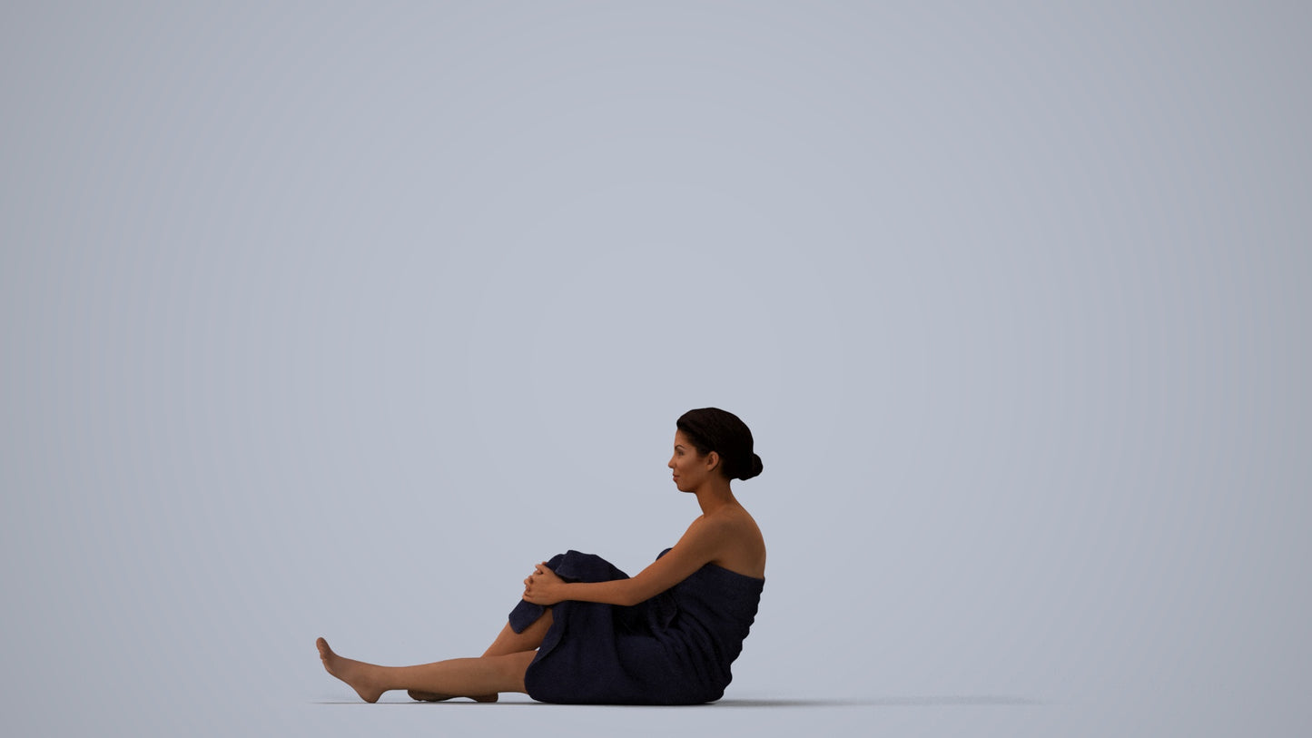 3D scanned woman sport, photorealistic archviz people for Enscape and SketchUp, three-quarter view render