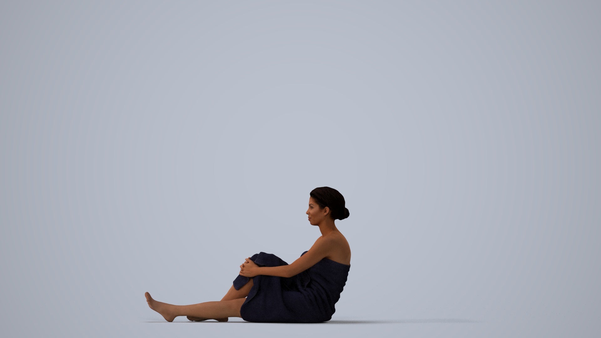 3D scanned woman sport, photorealistic archviz people for Enscape and SketchUp, three-quarter view render