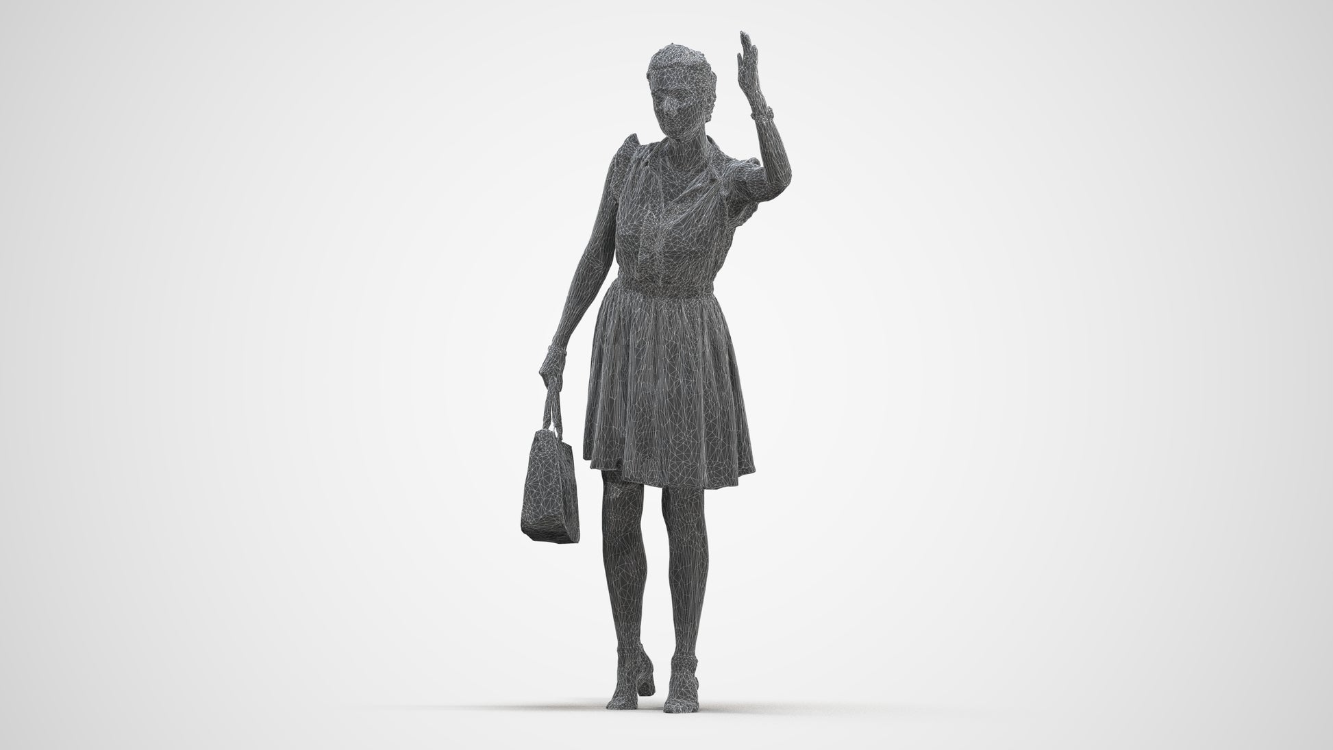 realistic 3D people woman casual standing, render-ready for V-Ray and Corona, FBX OBJ, three-quarter front view render