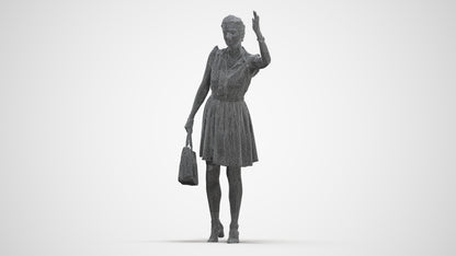 realistic 3D people woman casual standing, render-ready for V-Ray and Corona, FBX OBJ, three-quarter front view render