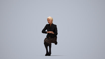 scanned 3D senior woman formal sitting, photogrammetry people for Enscape and V-Ray, top-down view render
