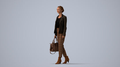 realistic 3D people woman business walking, render-ready for V-Ray and Corona, FBX OBJ, three-quarter view render