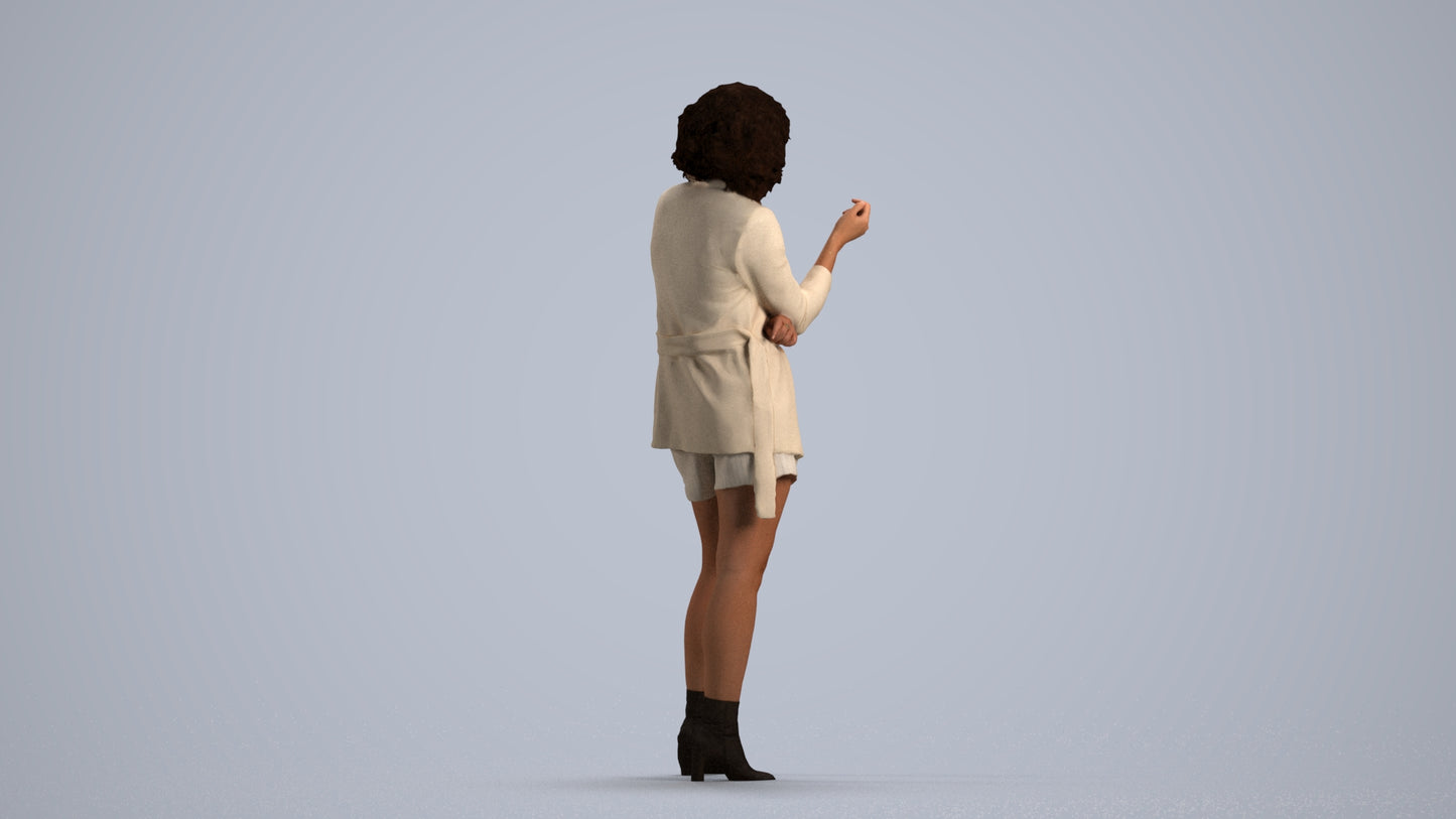 scanned 3D woman business standing, photogrammetry people for Enscape and V-Ray, front view render
