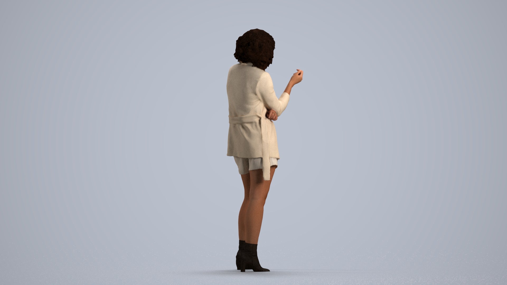 scanned 3D woman business standing, photogrammetry people for Enscape and V-Ray, front view render