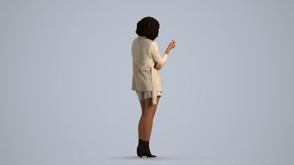 scanned 3D woman business standing, photogrammetry people for Enscape and V-Ray, front view render