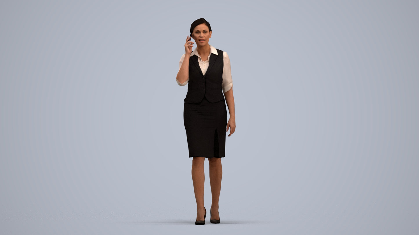 3D people model woman hospitality, scanned human for 3ds Max rendering, standing pose render