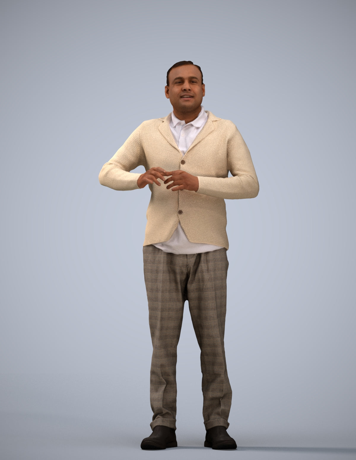 scanned 3D man business standing, photogrammetry people for Enscape and V-Ray