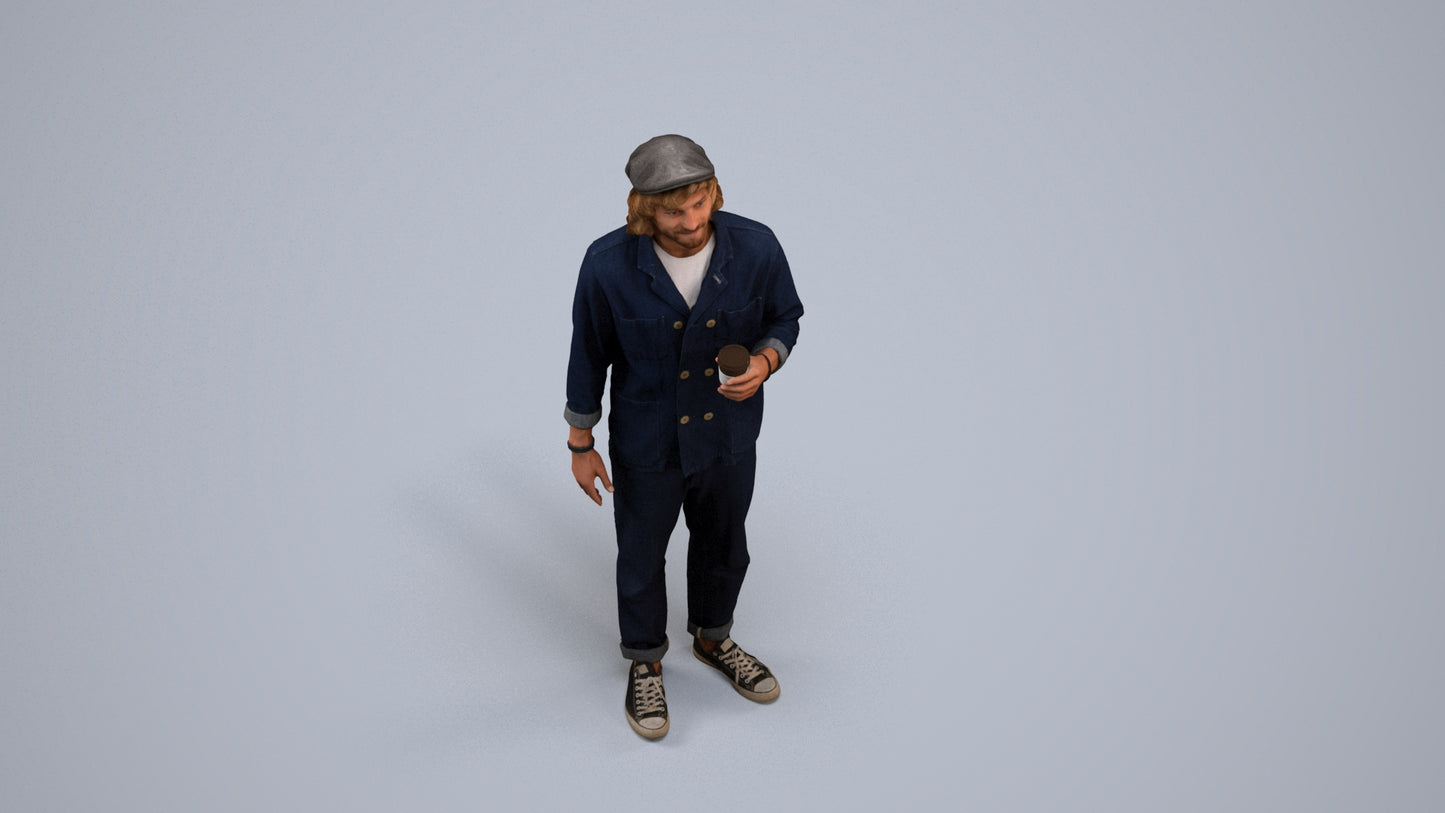 realistic 3D people man casual standing, render-ready for V-Ray and Corona, FBX OBJ, back view render