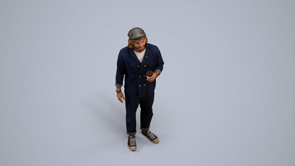 realistic 3D people man casual standing, render-ready for V-Ray and Corona, FBX OBJ, back view render