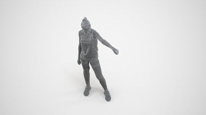 scanned 3D girl sport, photogrammetry people for Enscape and V-Ray, wireframe three-quarter view