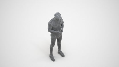 3D scanned man standing casual, photorealistic archviz people for Enscape and SketchUp, wireframe three-quarter view
