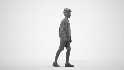 realistic 3D human boy casual kids, archviz people FBX OBJ for Blender, wireframe side view