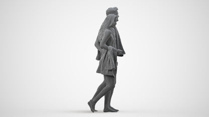 3D people model woman pool, scanned human for 3ds Max rendering, wireframe side view