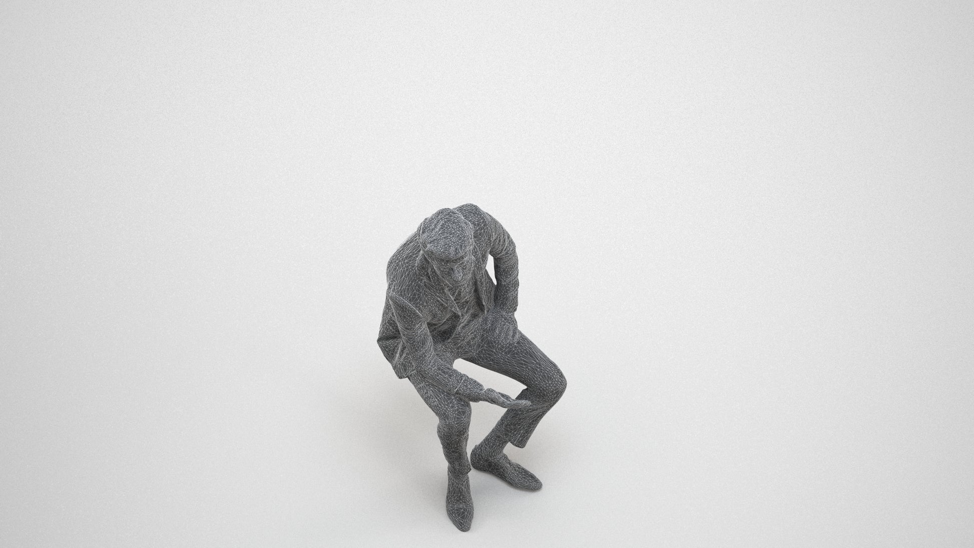 photogrammetry 3D man business, realistic human model archviz FBX, wireframe three-quarter view