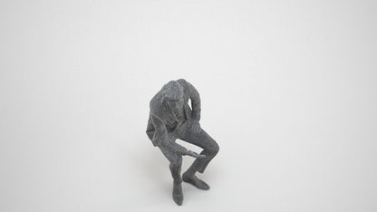 photogrammetry 3D man business, realistic human model archviz FBX, wireframe three-quarter view