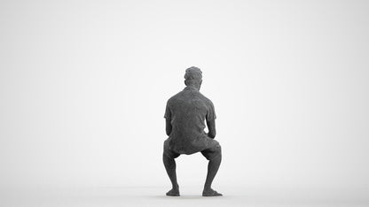 realistic 3D people man casual sitting, render-ready for V-Ray and Corona, FBX OBJ, wireframe front view