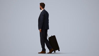 realistic 3D human man business, archviz people FBX OBJ for Blender, three-quarter view render