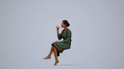photogrammetry 3D woman casual bathroom, realistic human model archviz FBX, top-down view render