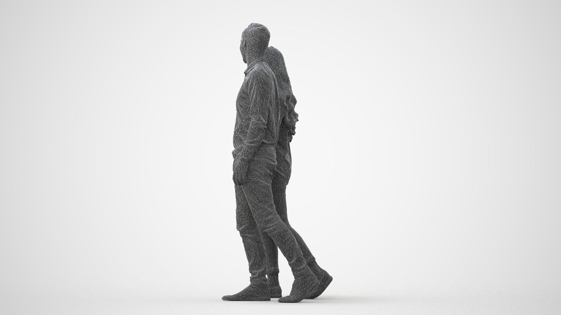realistic 3D human woman casual couple, archviz people FBX OBJ for Blender, square thumbnail